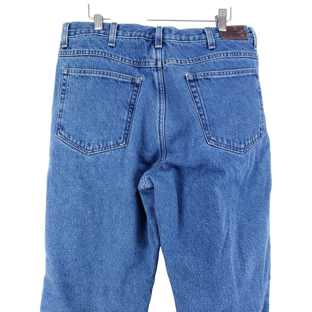L.L. Bean Mens Size 37x30 Classic Fit Fleece Lined Medium Wash Straight Leg - Picture 3 of 8